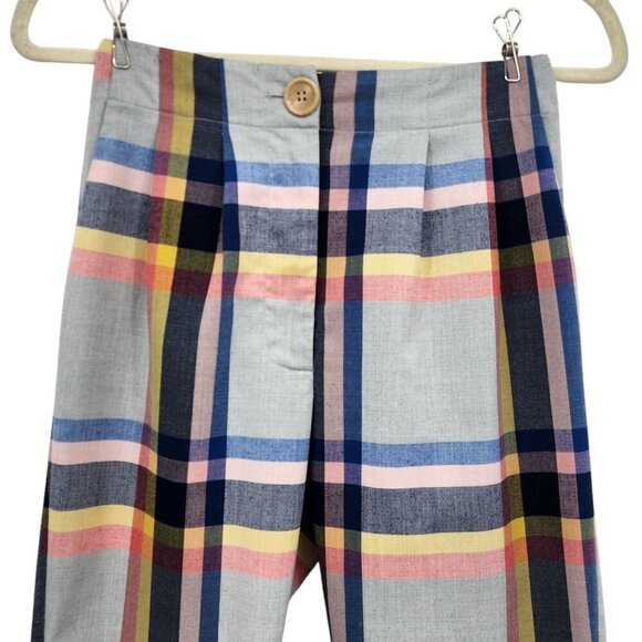 Corey Lynn Calter Sheila Carrot Pleated Plaid Pant Multicolor Crop Pants XS - Picture 2 of 8